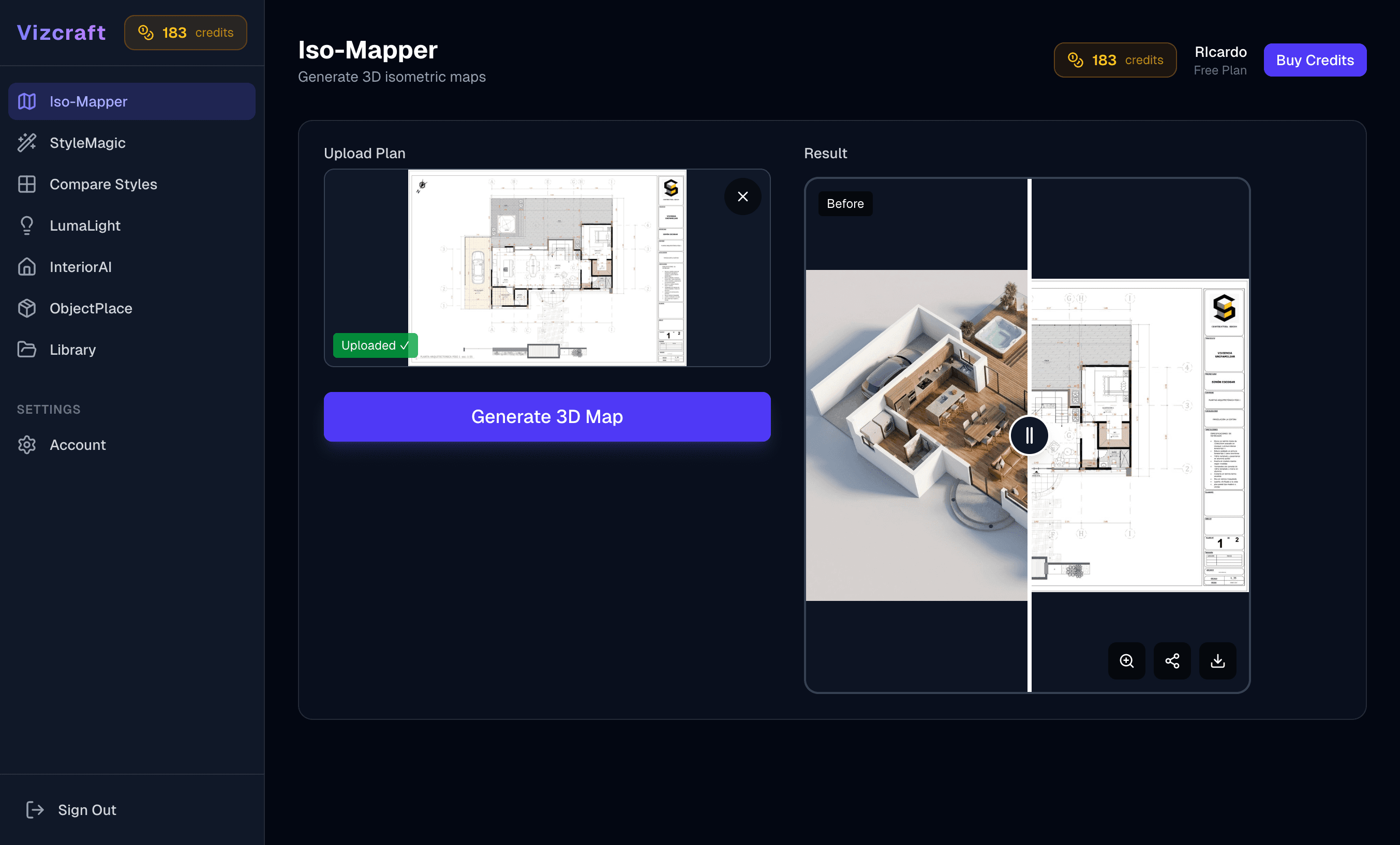 AI-generated isometric render showing detailed room cutaway