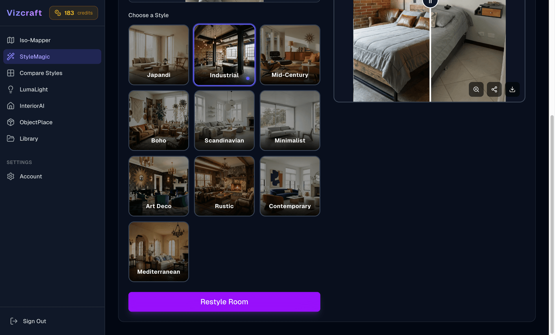AI architectural visualization render generated from a room photo